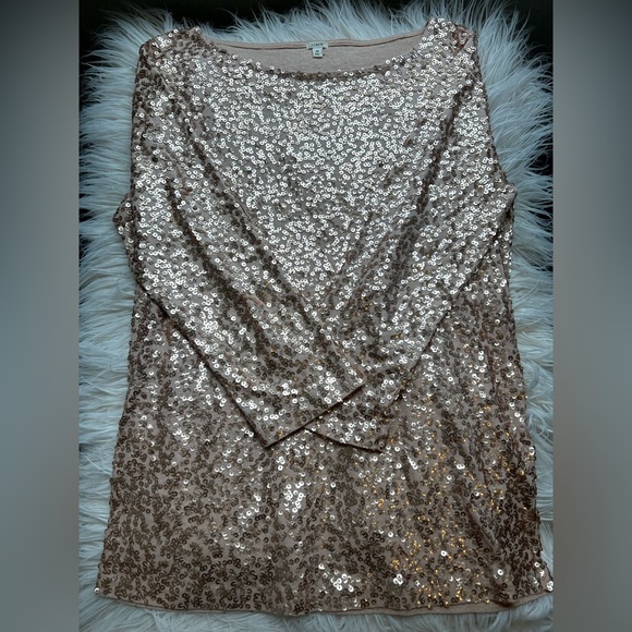J. Crew Sequined Gold Top - Medium - Picture 2 of 6